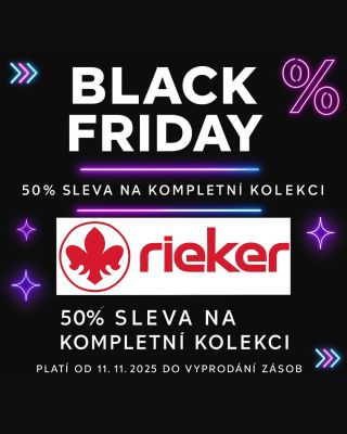 🔥BLACK FRIDAY je tady!🔥 Nakupte obuv od značky Rieker s obrovskou slevou 50 %! ⏳Platí do vyprodání zásob. Nenechte si ujít...